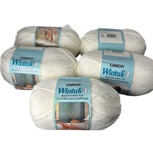 Wintuk 4 Yarn vintage 100% monsanto acrylic fibers knitting color white lot of 5